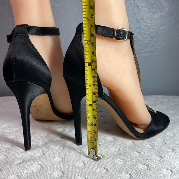 Via Spiga Timone Sandal Heel | Black/Gold Mesh Detail - Picture 14 of 16